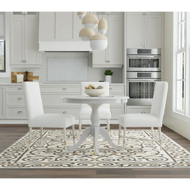 Round Pedestal Dining Table – Whitewash / Natural Driftwood