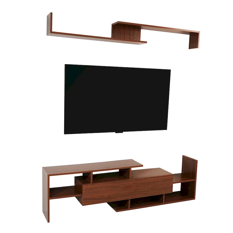 Surrey 60.2  2 Pc 1-Drawer Floating TV Stand Media Console with Open Shelves