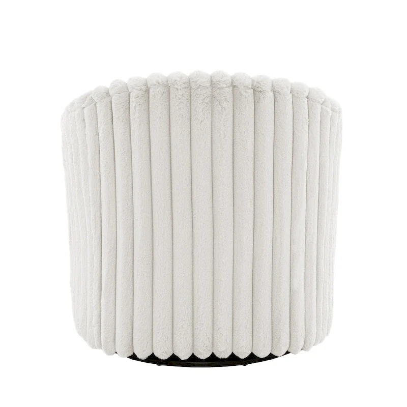 Faux Rabbit Fur 360-Degree Swivel Barrel Accent Chair