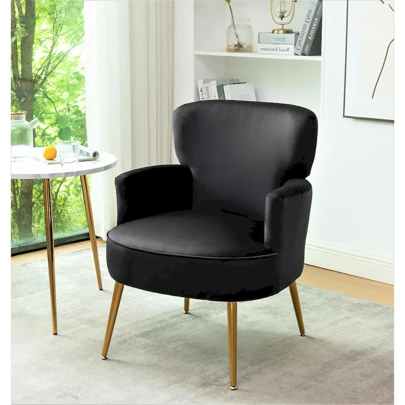 Velvet Accent Chair with Gold Metal Legs