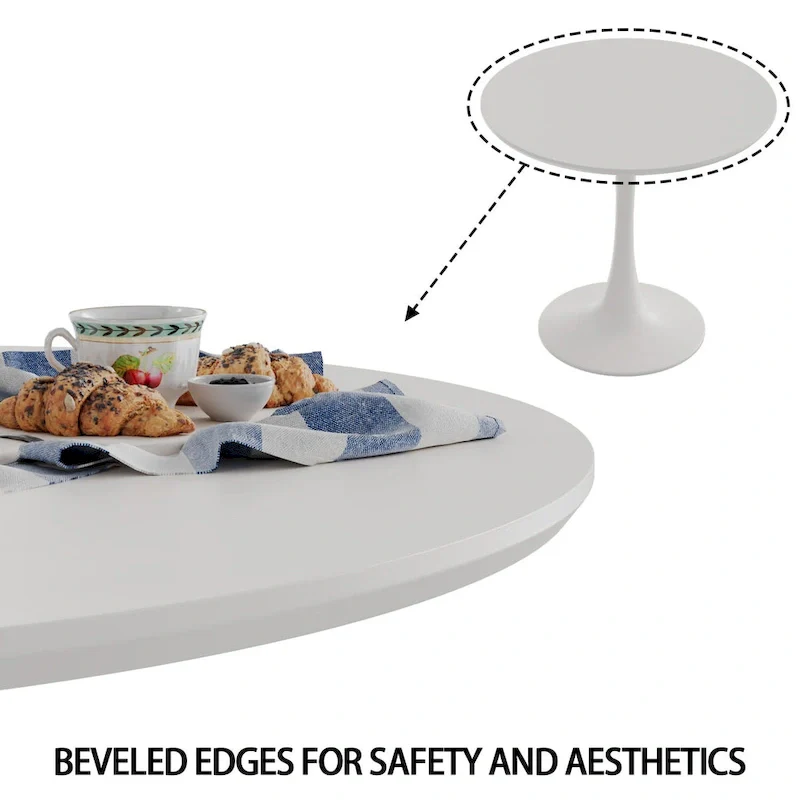 Modern 3-Piece Dining Set with Round Table & 2 High Back C-shaped Tube Chairs