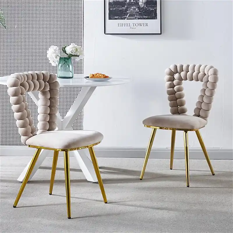 Modern Dining Chair with Metal Legs - 2 Pack