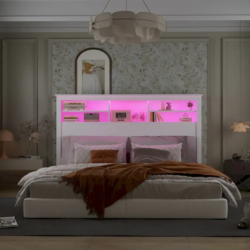 65W x 43H Bookcase Headboard With Light
