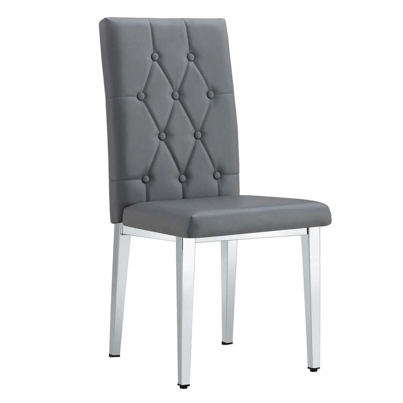 4 piece set of gray armless dining chairs brings a touch of elegance and mystery to the dining area with its deep gray tone