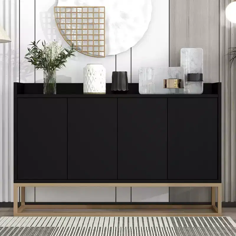 Okak Elegant Sideboard Cabinet, Bufft Cabinet with 4 Doors and 4 Shelves, Storage Cabinet for Living Room, Dining Room, Kitchen
