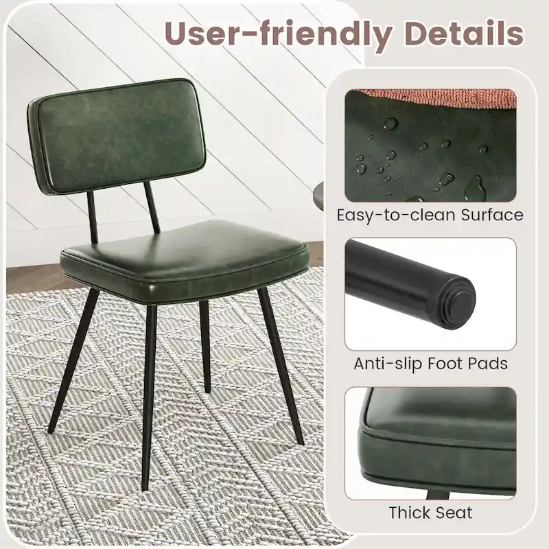 Costway Dining Chairs Set of 2 with PU Leather Cover Filled Sponge - See Details