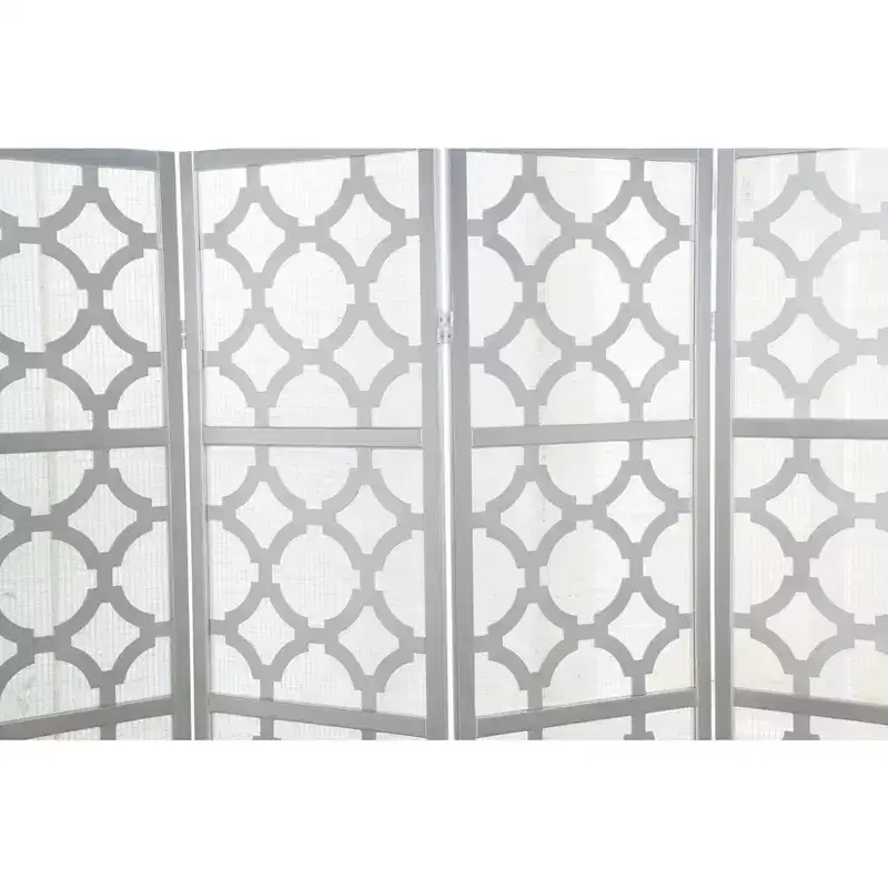 Roundhill Furniture Quarterfoil infused Diamond Design 4-Panel Room Divider, Silver