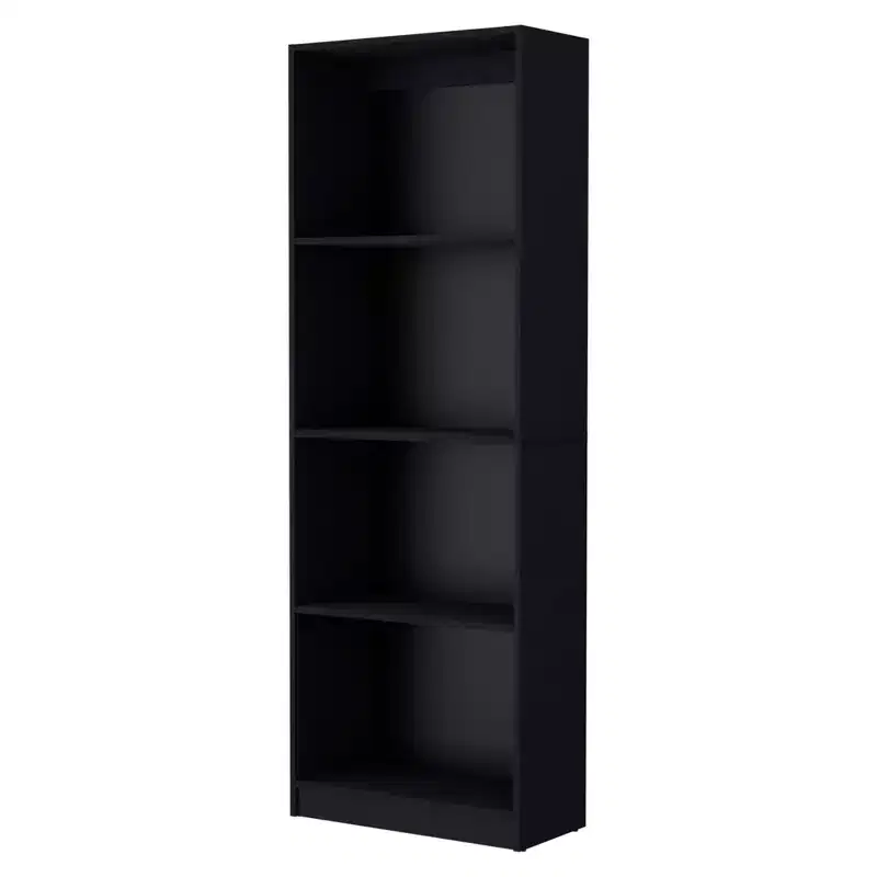 HomeRoots 71 Black Wood Four Tier Bookcase