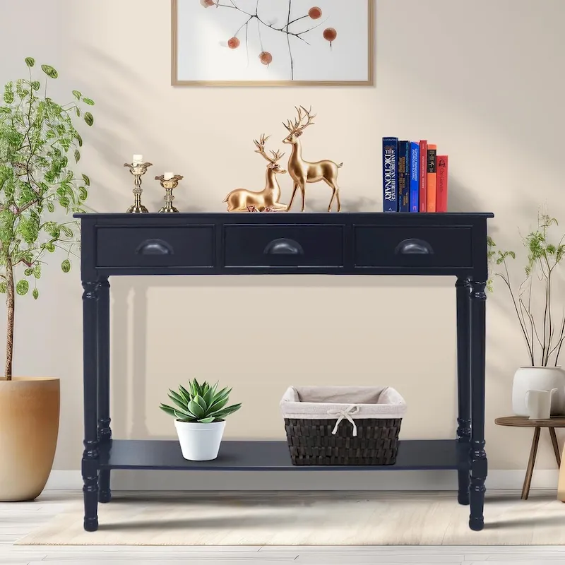 Wood 3-drawer Console Hallway Table