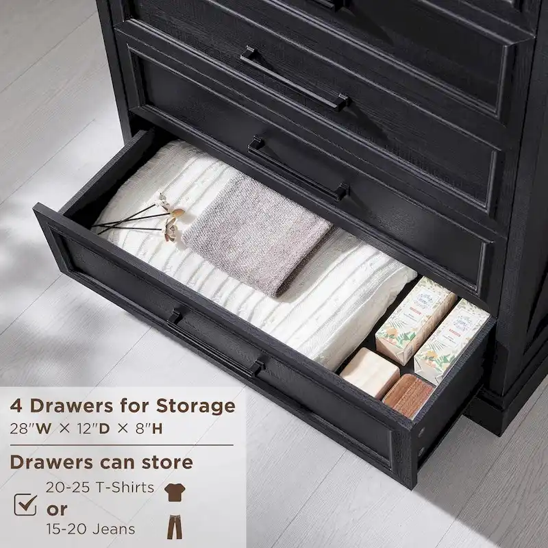 Farmhouse 6 Drawers Dresser Chests, Wood Rustic Chest of Drawers