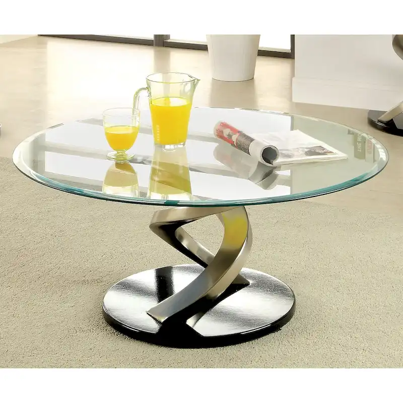 Sele Contemporary Silver 38-inch Glass Coffee Table