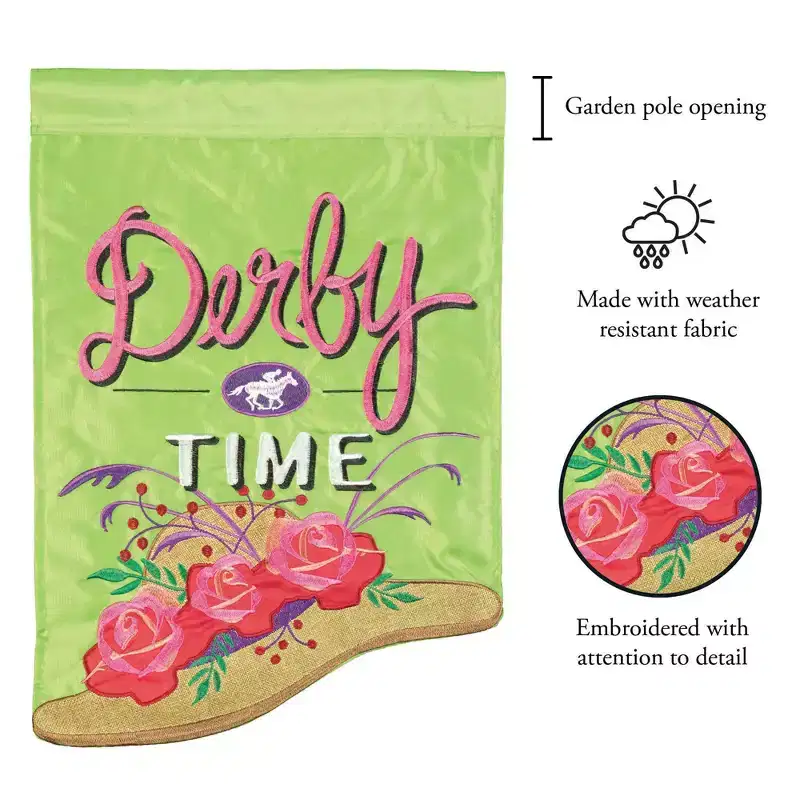Magnolia Garden Derby Time Hat 29 x 42 Inch Green Polyester Shaped Garden Flag