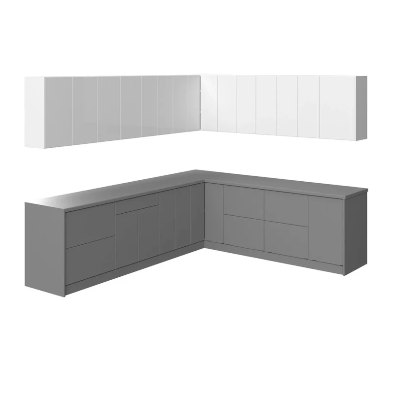 White/Grey Modern Kitchen Cabinet Set, 10×8.5 Ft, 2-Color Options