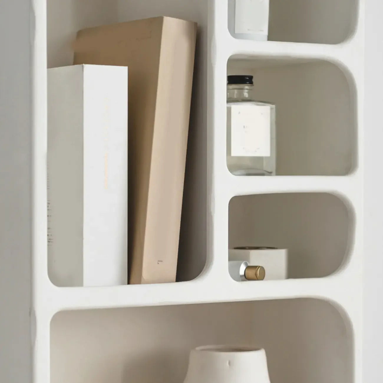 Elegant White Wall-Mounted Wooden Open Display Stand