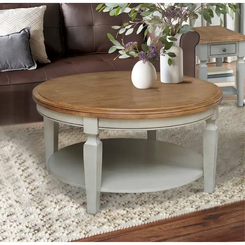Round Coffee Table, Multi-Color, 2-Seat Style, Solid Wood