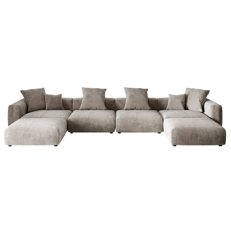U-Shaped Luxurious Modular Sectional Couch with Chaise Ottoman