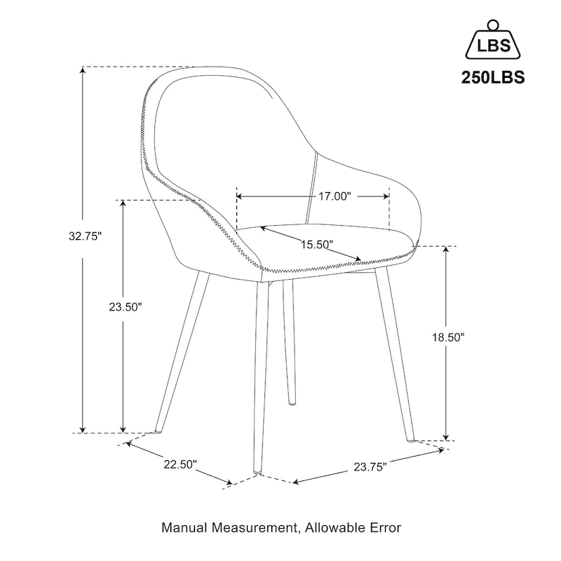 Glitzhome Set of 4 Mid-Century Leatherette Stitched Dining Accent Armchairs