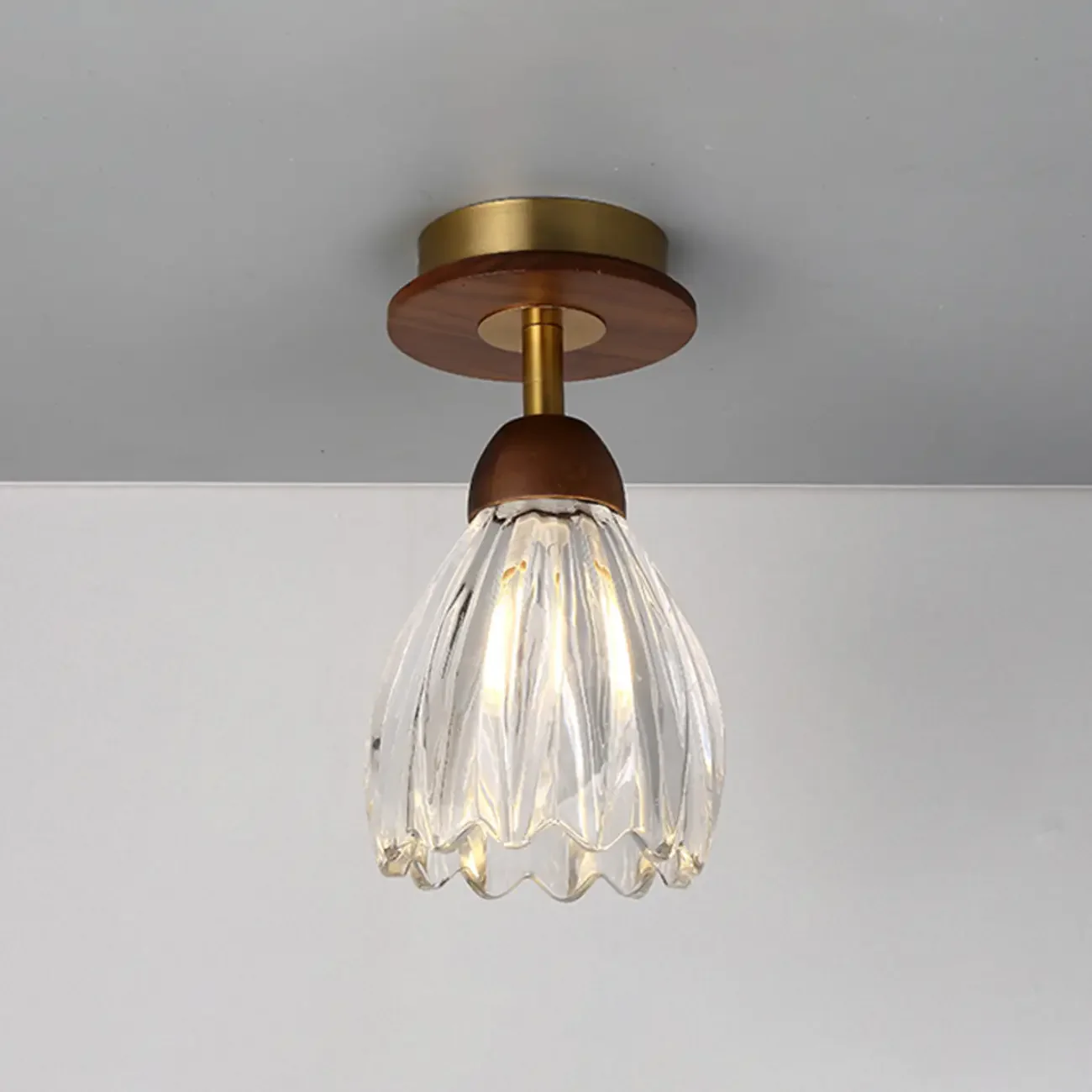 Caramel Gradient Glass Dome Semi Flush Ceiling Light