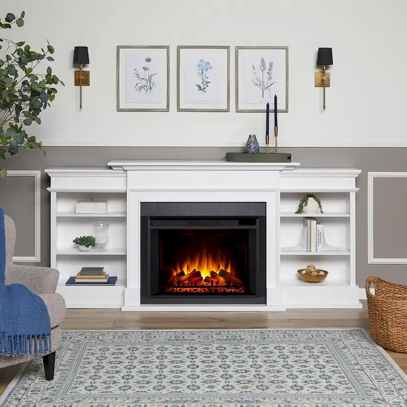 93 Grand Media Electric Fireplace in White