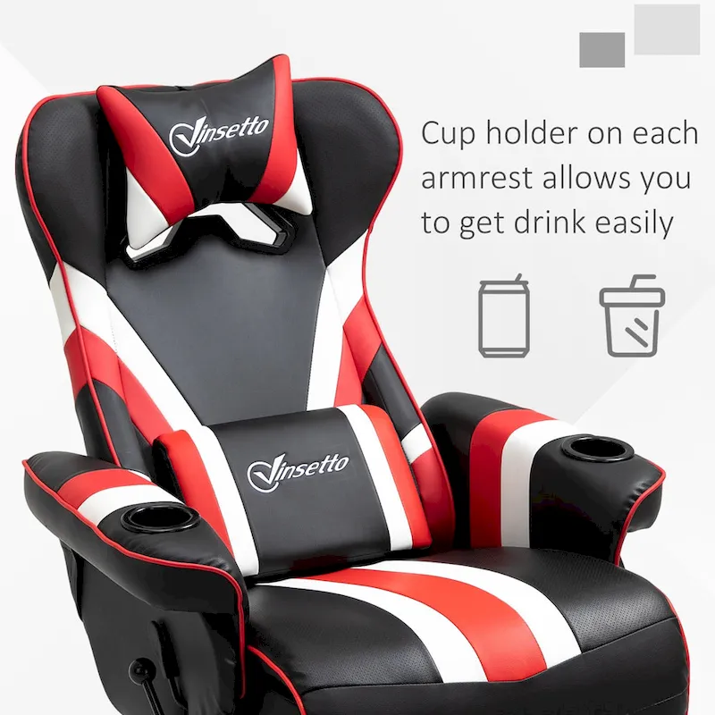 Vinsetto Race Video Game Chair with Reclining Backrest and Footrest, Headrest, and Cup Holder