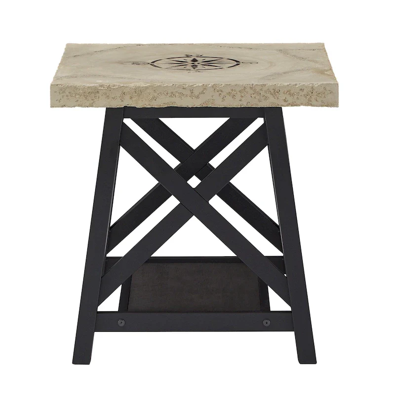 Bryson Rustic X-Base End Table with Shelf by iNSPIRE Q Classic