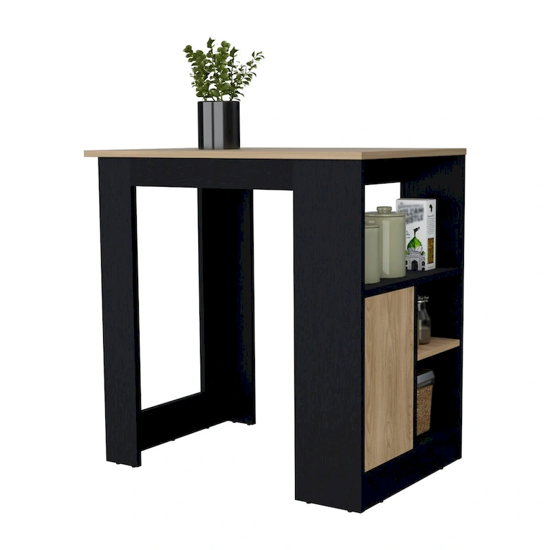 Arial Kitchen island in melamine,black/natural Oak