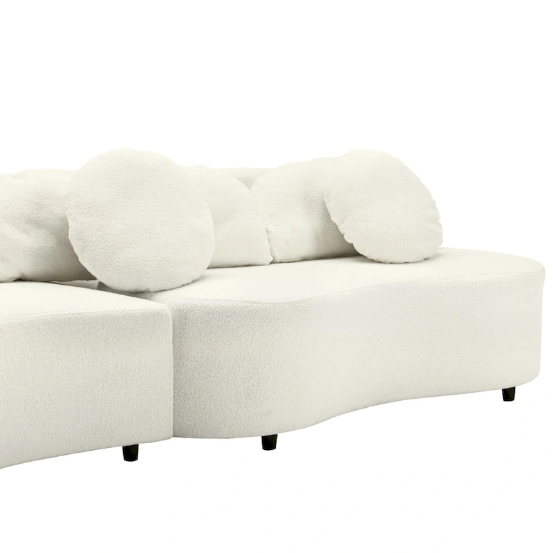 103.5 Lamb Velvet Armless Sofa with 6 Pillows and Floating Design