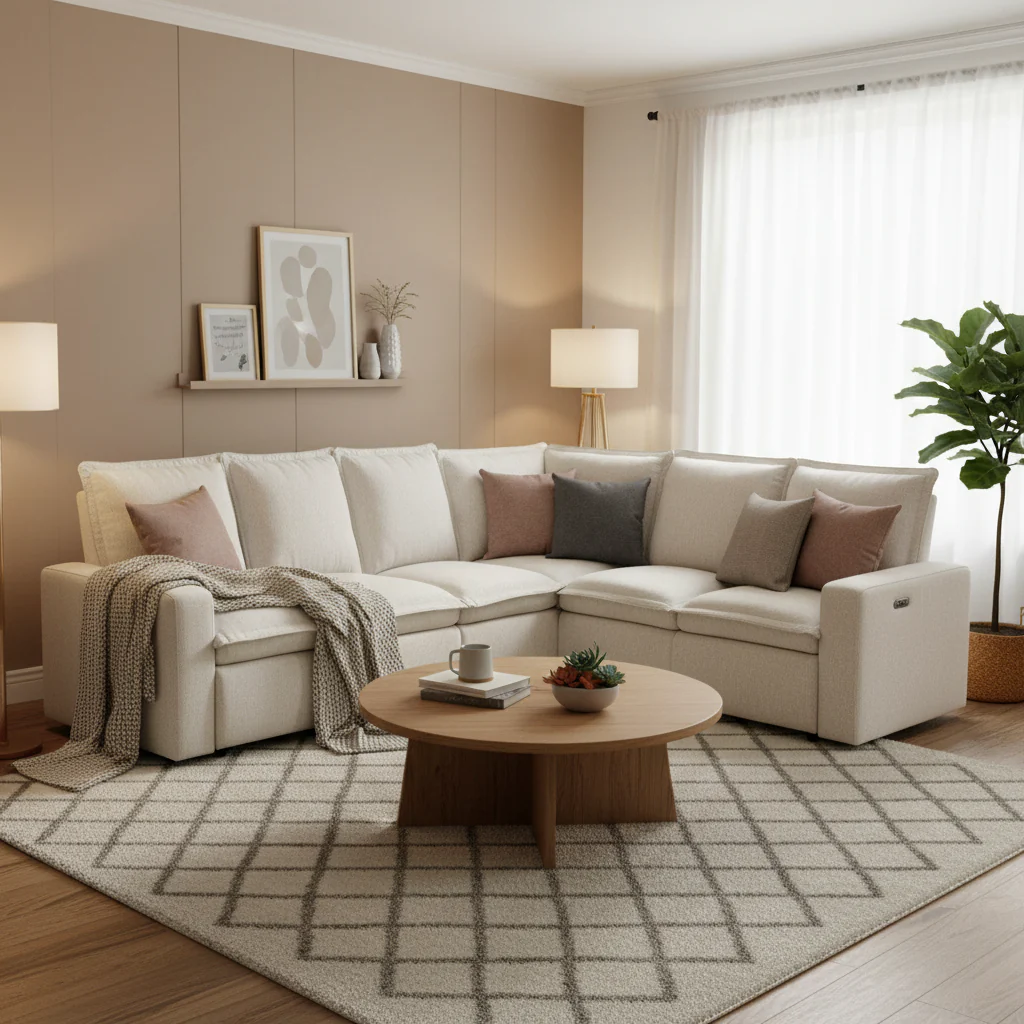89.76 L-Shaped 5-Seater Sofa with Recliner