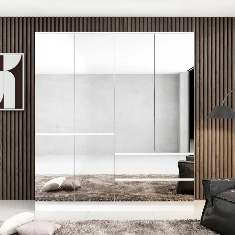 Combo Wardrobe Storage Cabinets Mirror Hanging Rod Bedroom ARMOIRES