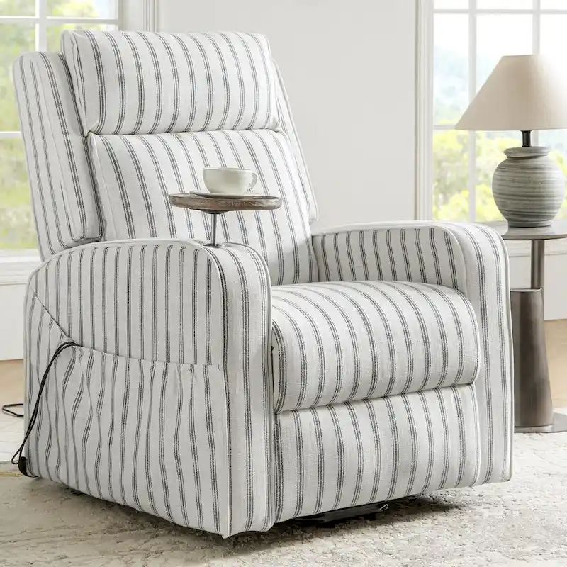 Darrell Modern Lift Assist Massage and Heating Power Recliner with Charing and Soild Wood Tray by