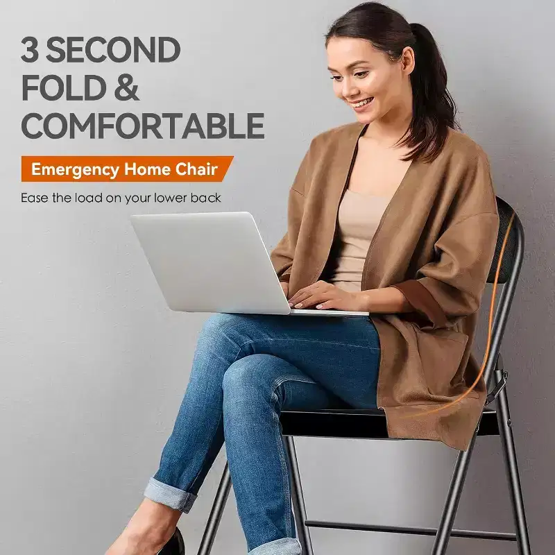 SUGIFT 4 Pack Black Padded Metal Folding Chair for Outdoor Indoor