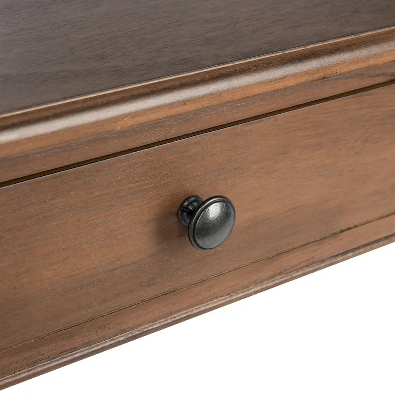 Classic 1-Drawer Writing Desk with Turned Legs & Rich Brown Top