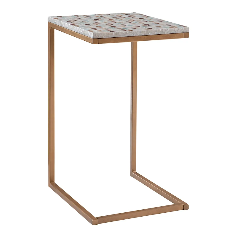 Capiz Shell Accent Table - Gold/Natural, C-Shaped Design, Single User