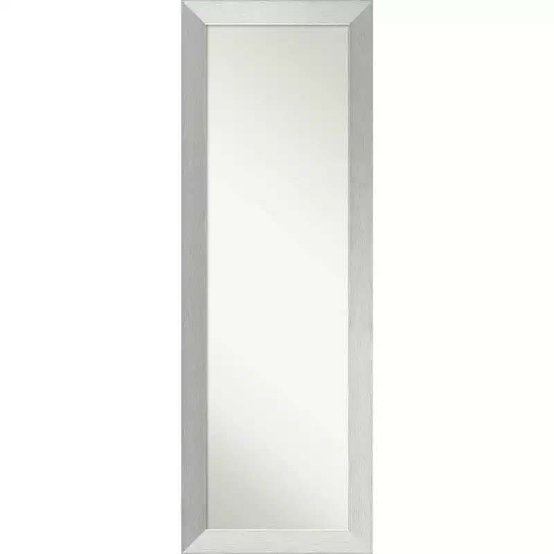 18" x 52" Non-Beveled Brushed Sterling Silver Wood on The Door Mirror - Amanti Art