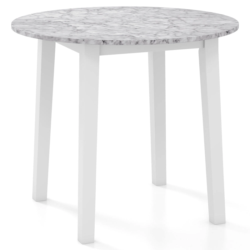 Gymax 35 Kitchen Table Round Dining Table w/ Marble-textured Veneer