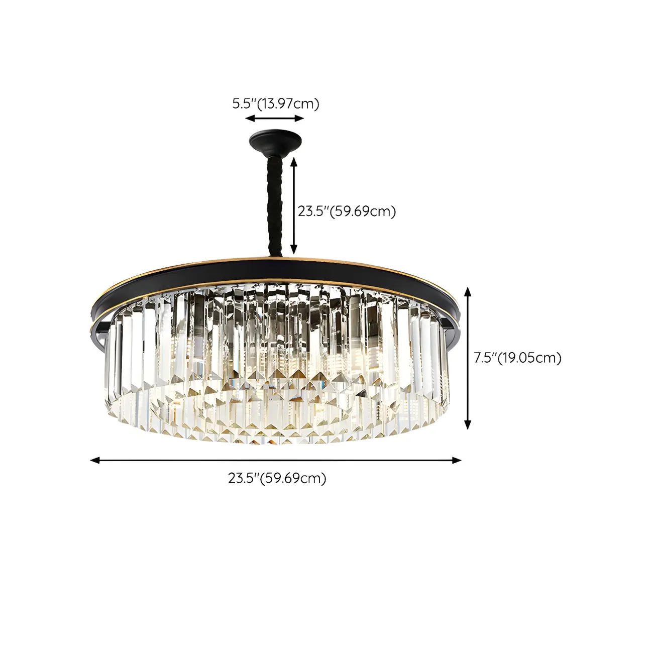 Modern Cylinder Crystal Chandelier Height Adjustable