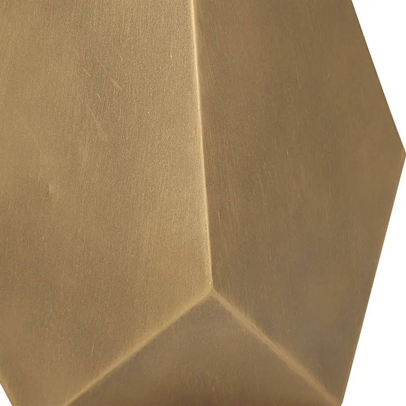 Geometric Antique Bronze Accent Table with Glass Top, Single