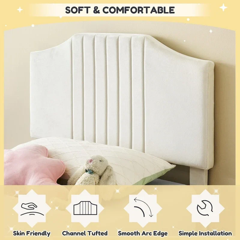 Upholstered Kids Tufted Bed Frame with Headboard