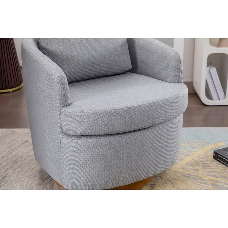 Light Blue Upholstered Swivel Accent Chair - Single Seat