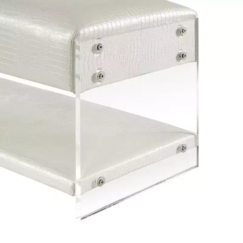 Inspired Home Galileo PU Leather Acrylic Shelf Bench