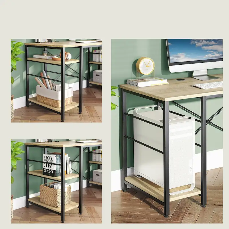 95.2 Inch L Shaped Desk with Shelves Home Office Computer Desk