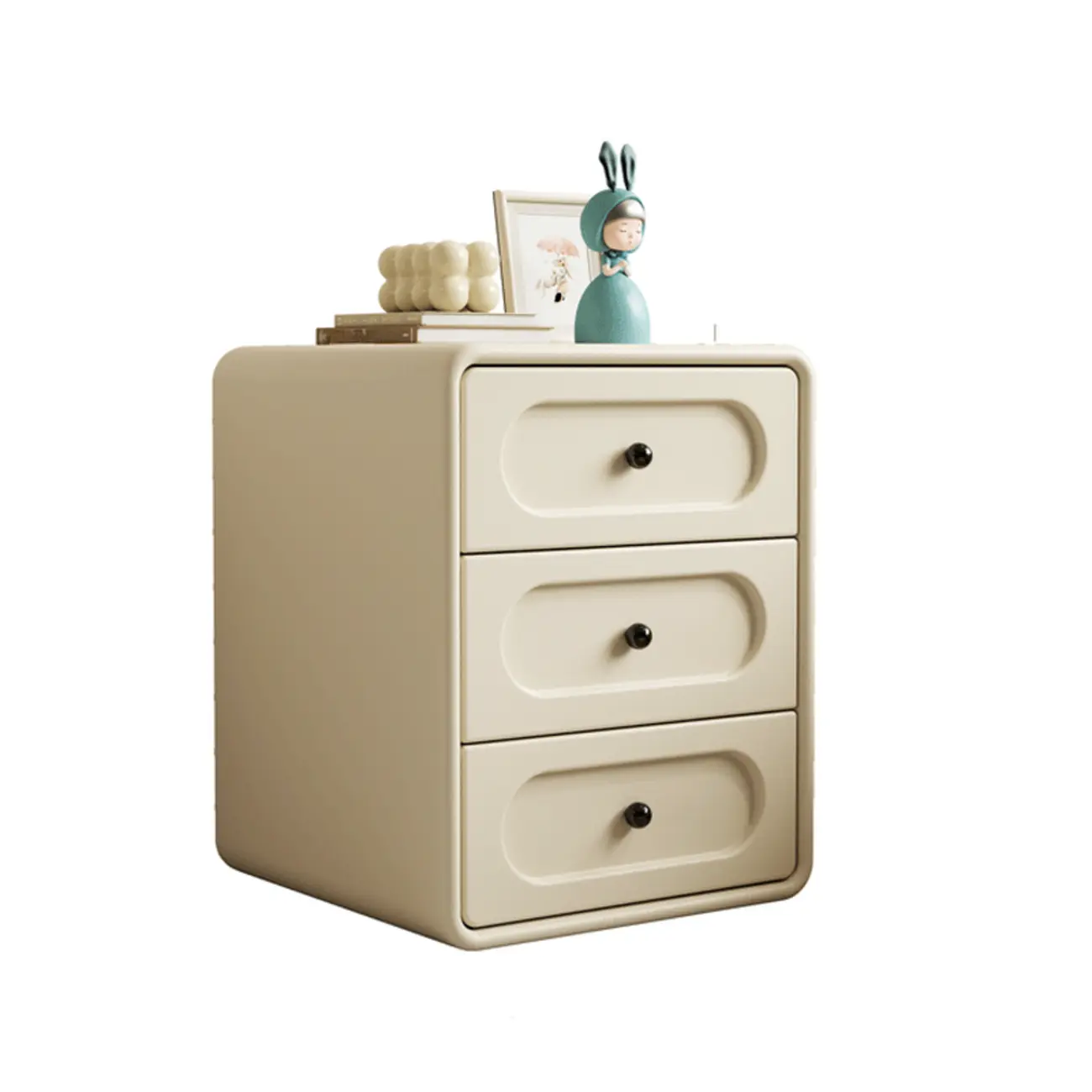 Modern Simple Off-White 3 Drawer Nightstand