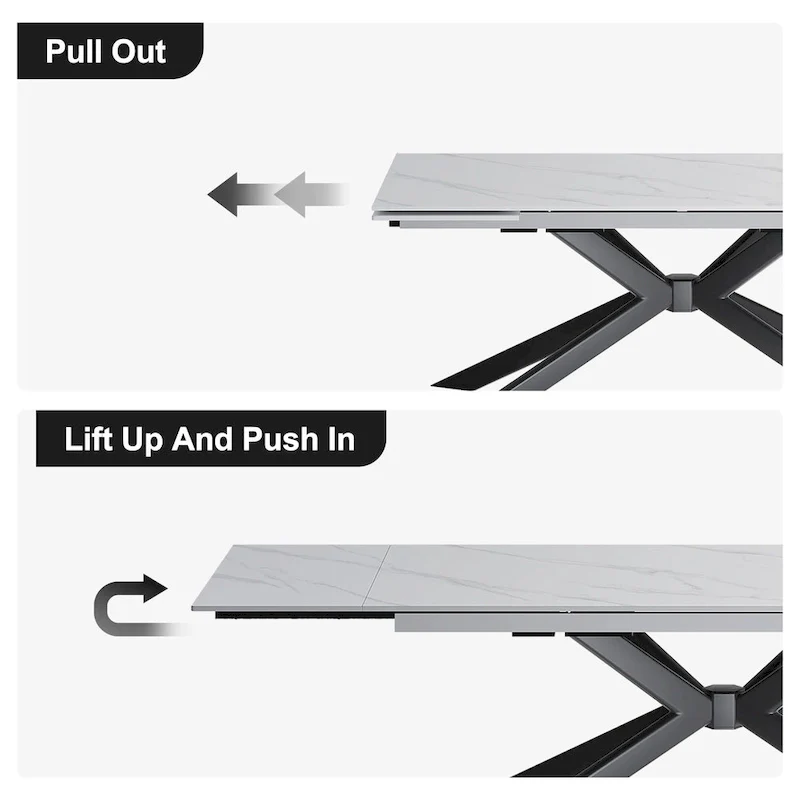 110.24  Extendable Rectangular Sintered Stone Dining Table - 78.74  to 110.24