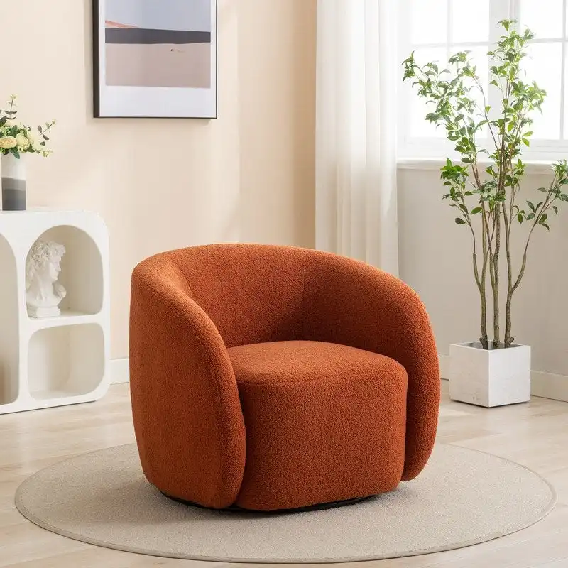 Modern Glam Upholstered 360 Degree Swivel Accent Armchair