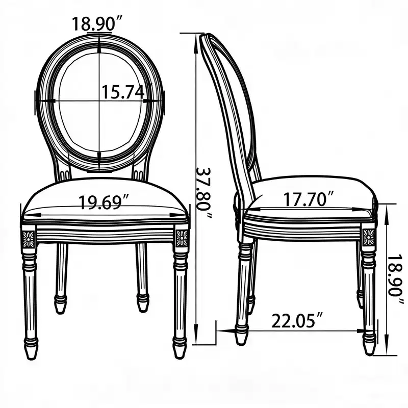 GDFStudio Coini Modern Wooden Linen Upholstered Dining Chairs with Sponge Round Back (Set of 2)