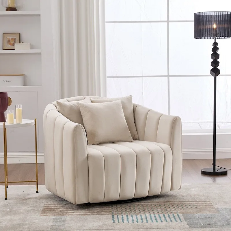 40.35W Upholstered Oversized 360 Swivel Accent Barrel Chair