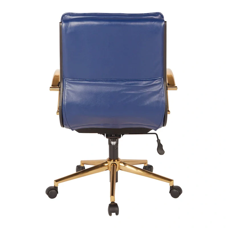 Mid-Back Faux Leather Office Chair with Gold Base