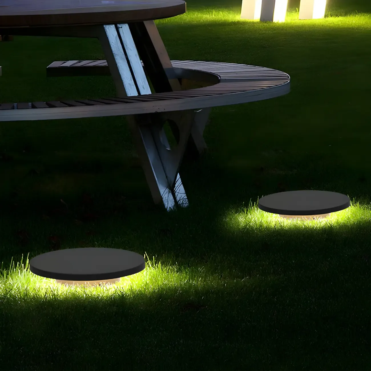 Matte Grey Disc Metal Solar Landscape Lighting