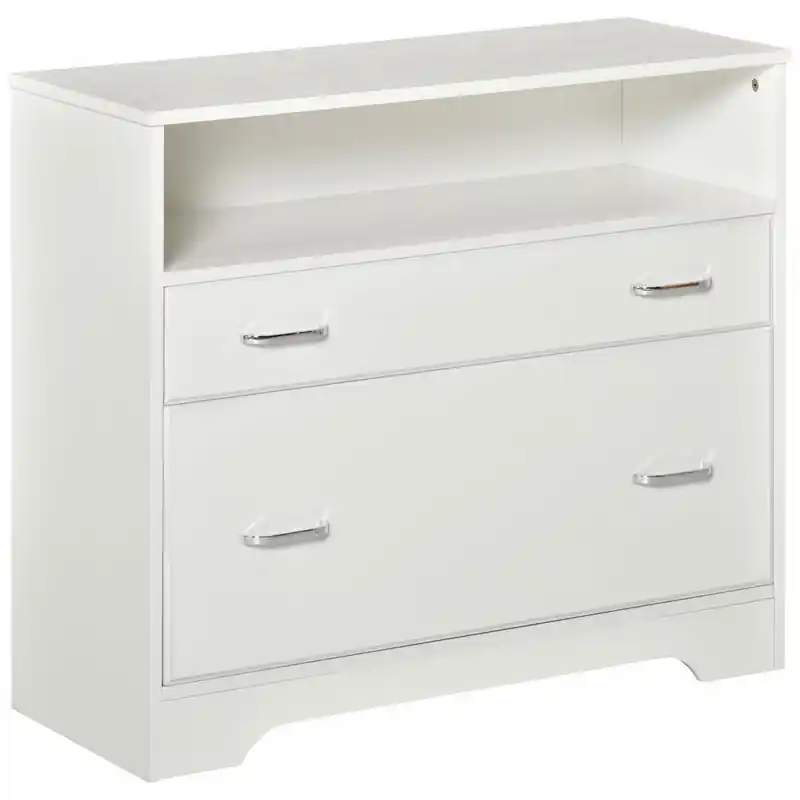 2-Drawer File Cabinet with Hanging Rail, Lockable Office Storage for Letter/Legal Files