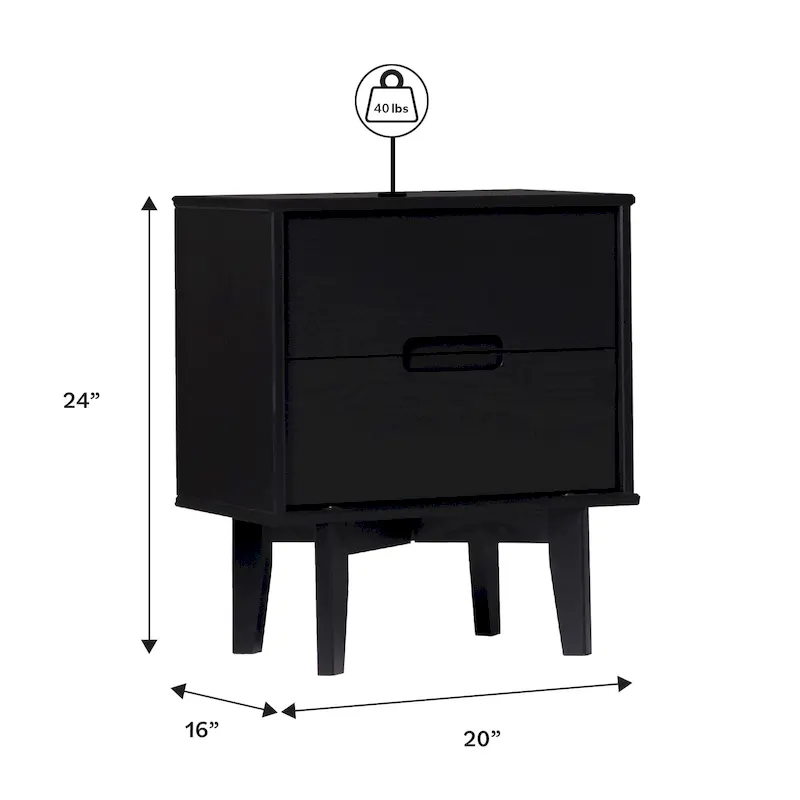 Middlebrook Mid-Century Solid Wood 2-Drawer Nightstand, Set of 2